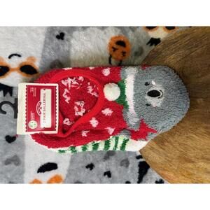 2 Pair Holiday Fuzzy Ballerina Socks Koala Santa & Striped Cozy No-Show NWT